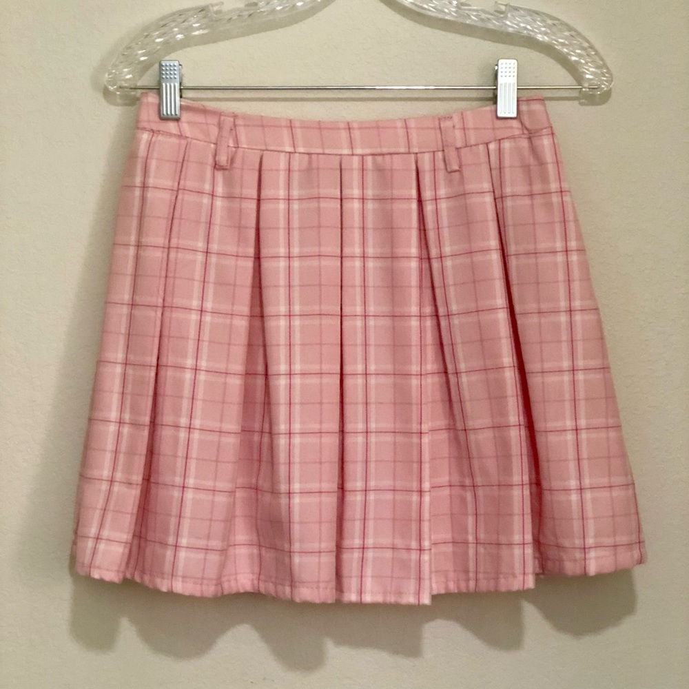 Hot Topic Pink Plaid Mini Skirt